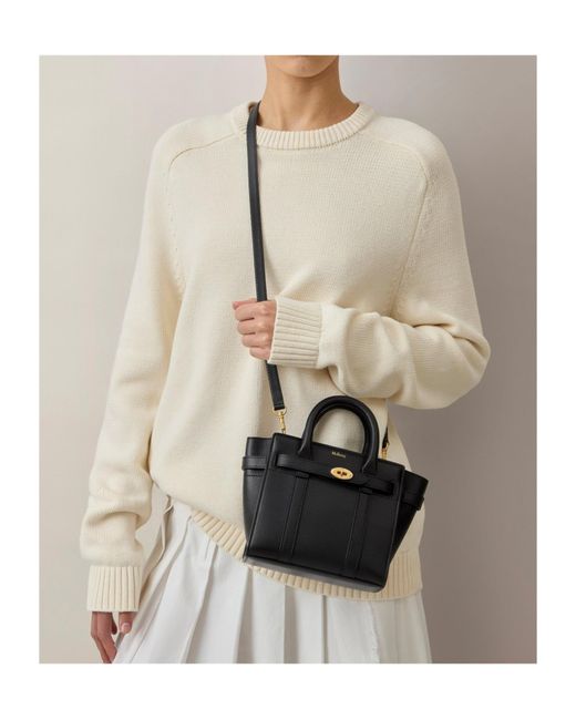 Mulberry Black Bayswater Logo Stamped Micro Crossbody Bag
