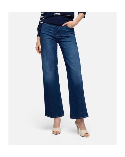 7 For All Mankind Blue High-Rise Wide-Leg Jeans