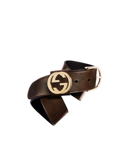 Gucci Black Wide Belt With Round Buckle