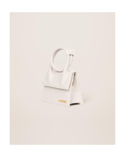 Jacquemus White Le Chiquito Noeud Logo Plaque Tote Bag