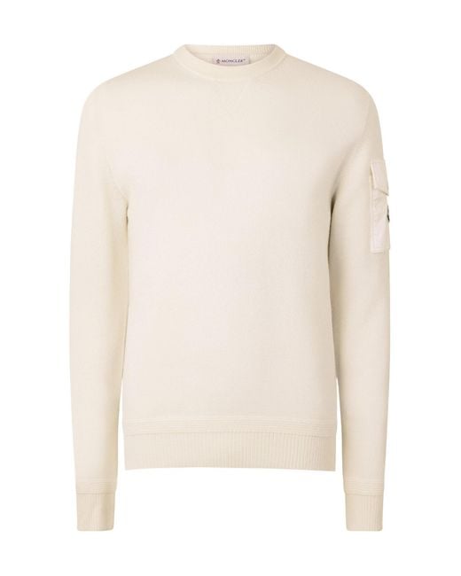 Moncler White Crew Neck Jumper for men