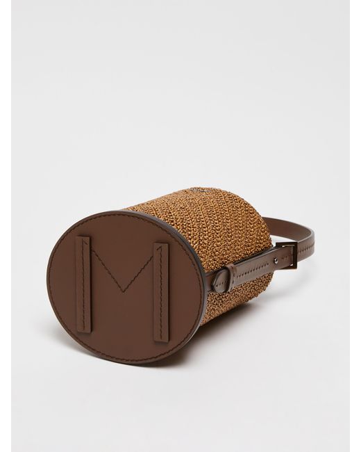 Max Mara Brown Logo Plaque Drawstring Shoulder Bag
