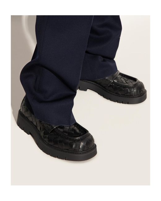 Bottega Veneta Black Haddock Boat Shoes for men