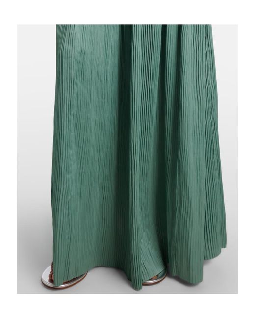 Ulla Johnson Green Tasneem Satin Plissé Gown