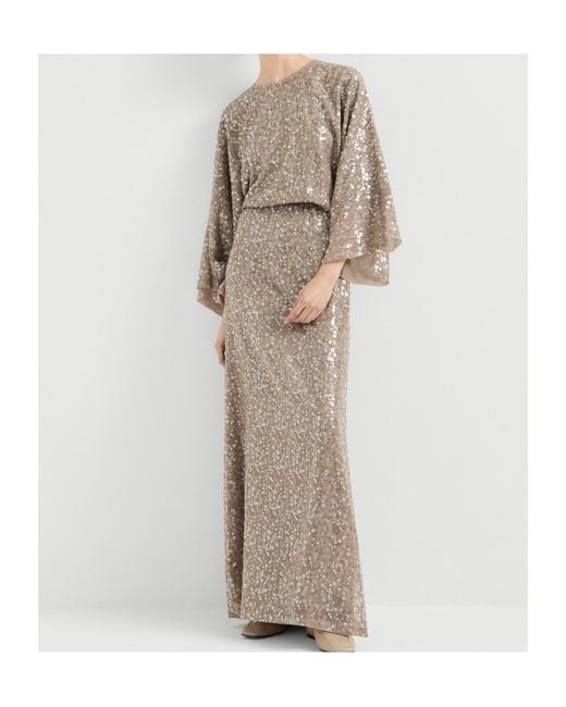 Brunello Cucinelli Natural Sequin-Embellishment Maxi Dress