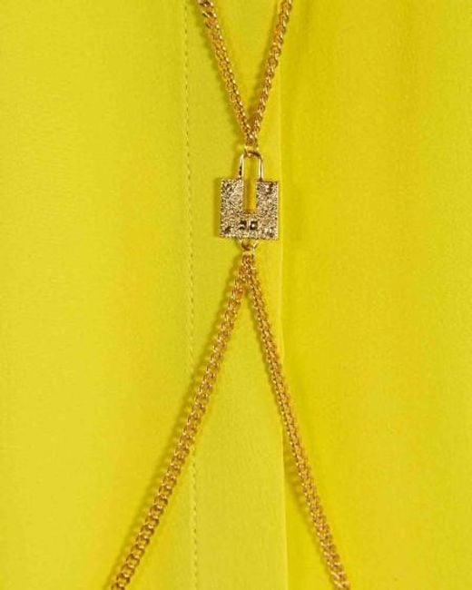 Elisabetta Franchi Yellow Body-Chain Detail Long-Sleeved Shirt