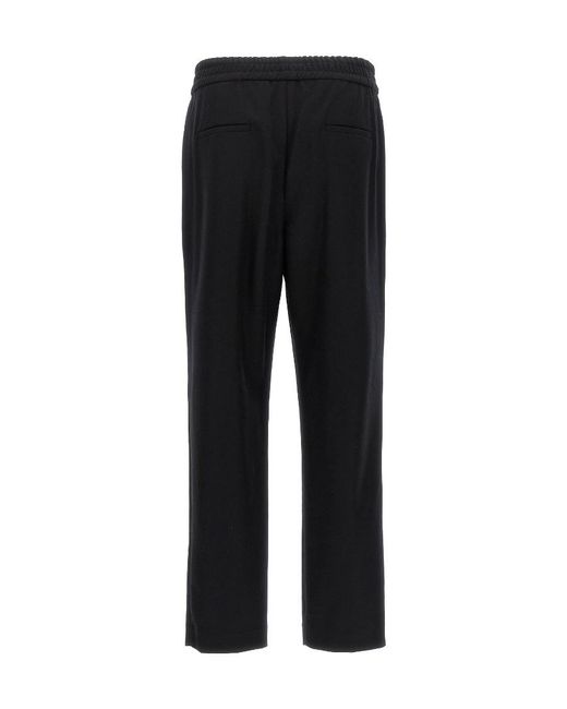 Moncler Black Logo Patch Elastic Waist Pants