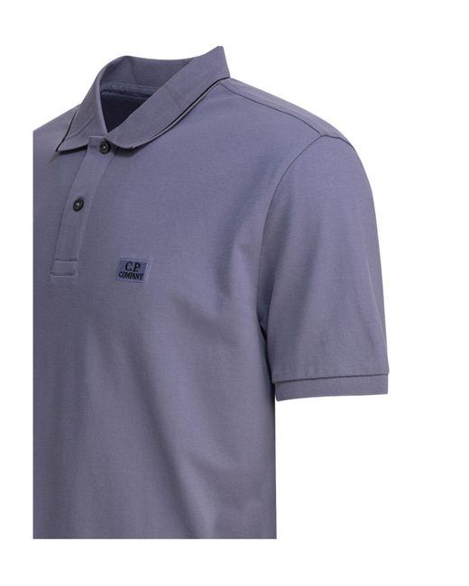 C P Company Blue Double-Button Polo Shirt for men