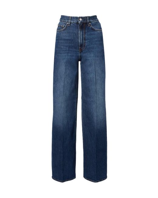 Totême  Blue High-Rise Wide-Leg Jeans