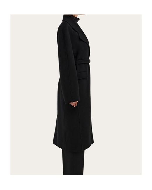 Ferragamo Black Ferragamo Single-Breasted Belted Coat