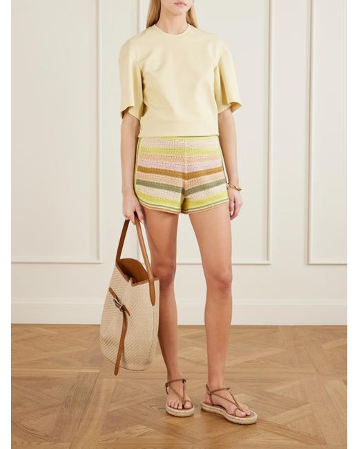 Zimmermann Yellow Indra Stripe Crochet Shorts