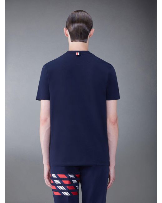 Thom Browne Blue Hector-Patch Crewneck T-Shirt for men