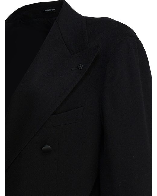 Tagliatore Black Double-Breasted Jacket for men
