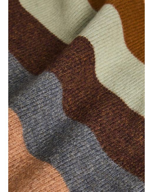 Tory Burch Brown Striped Wool Top