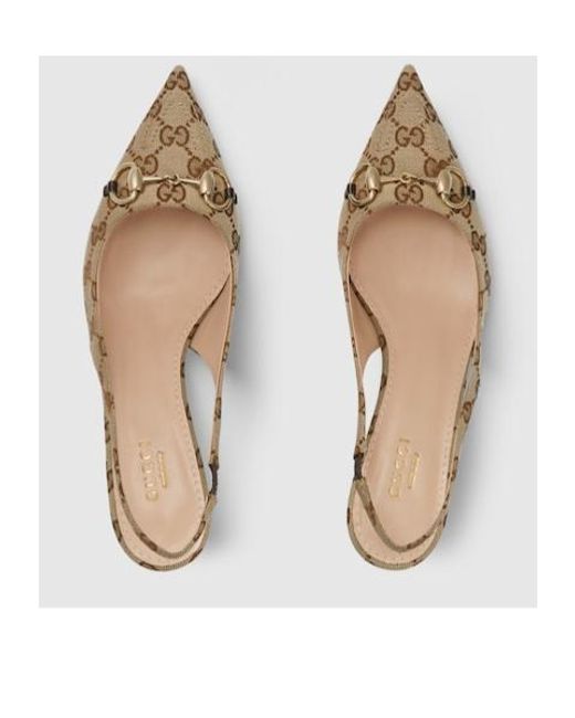 Gucci Metallic Gg Monogrammed Slingback Pumps