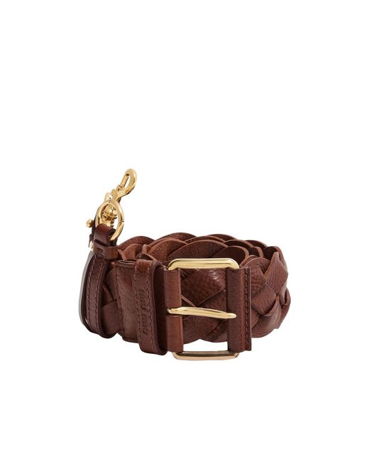 Miu Miu Brown Braided Leather Belt