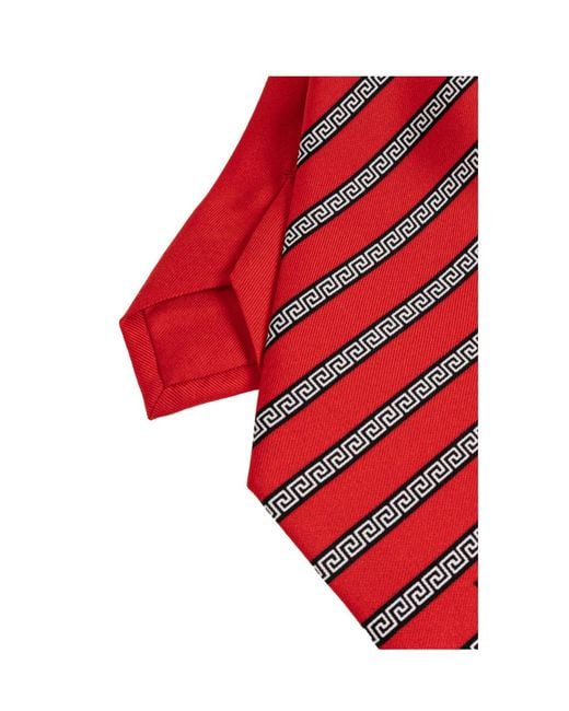 Versace Red Printed Silk Twill Tie for men