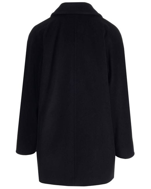 Max Mara Blue Double-Breasted Long-Sleeved Coat