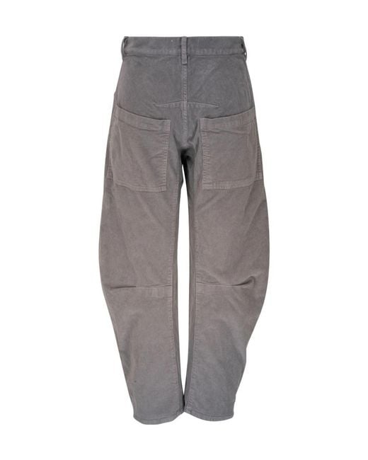 Nili Lotan Gray High-Waisted Corduroy Trousers