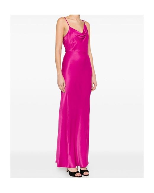 Twinset Pink Asymmetric Long Dress