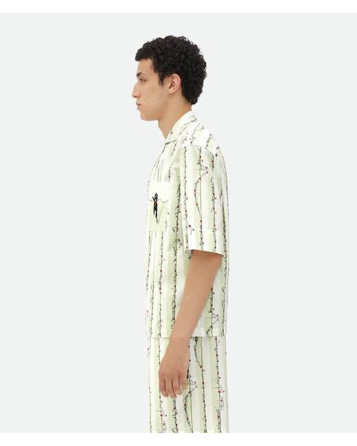 Bottega Veneta Green Short Sleeved Striped Shirt for men