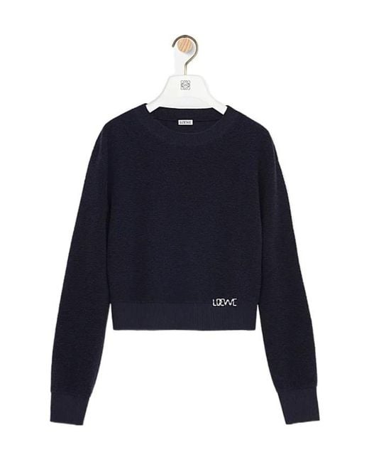 Loewe Blue Logo Embroidered Crewneck Jumper