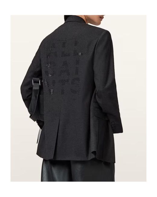 AllSaints Black Essie Single-Button Blazer