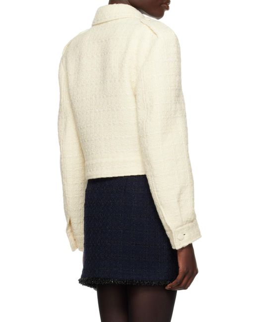 Givenchy White 4G Plaque Tweed Cropped Jacket