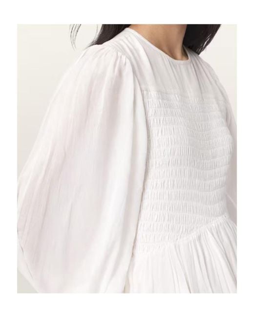 AllSaints White Chia Smocked Mini Dress