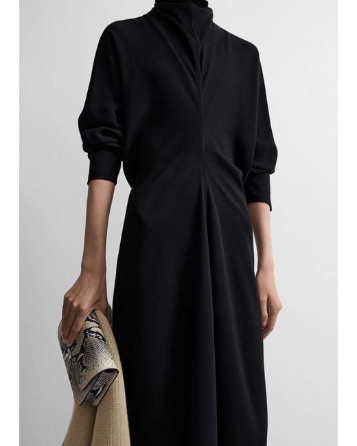Totême  Black Totême Scarf-Neck Long Sleeved Maxi Dress