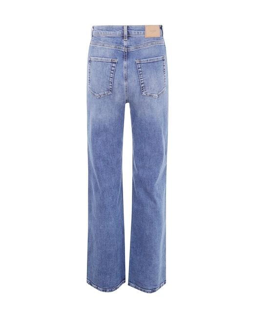 Twinset Blue Logo Patch Straight-Leg Jeans