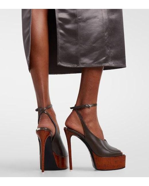The Attico Metallic Ornella Leather Platform Slingback Sandals