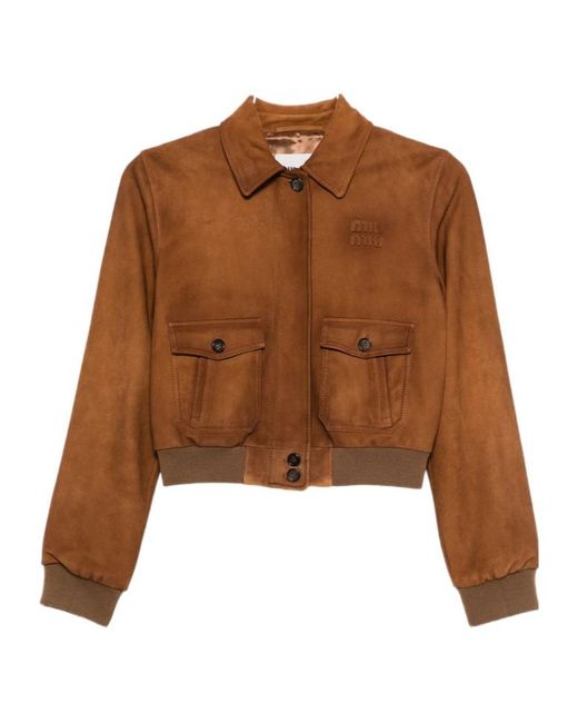 Miu Miu Brown Patch Pocket Copped Jacket