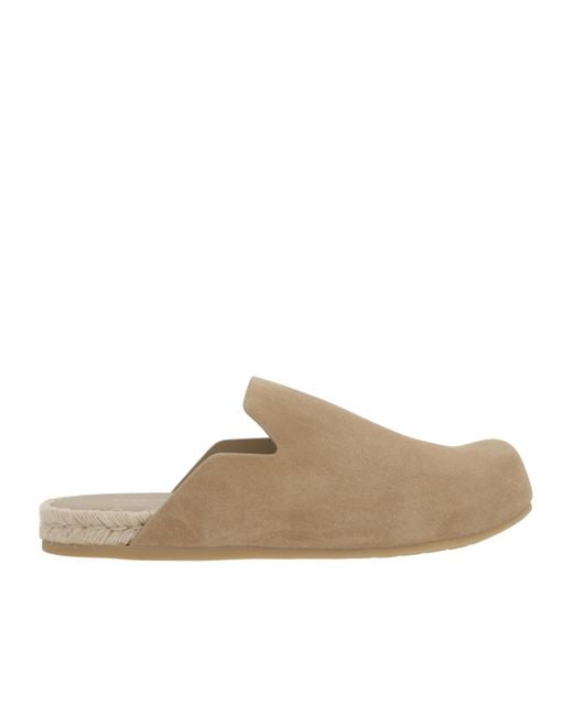 Prada Brown Logo-Embossed Round-Toe Slippers for men