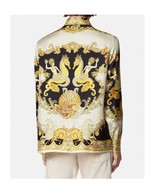 Versace Metallic Pattern-Printed Button-Up Shirt for men