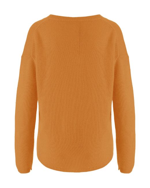 Allude Orange V-Neck Cashmere Sweater