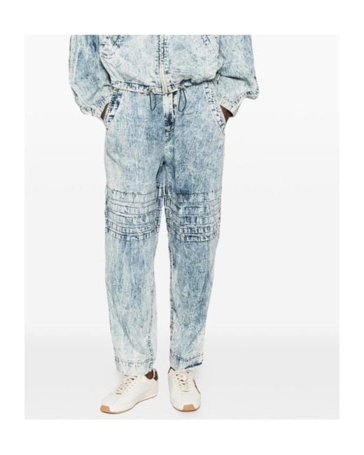 Isabel Marant Blue Elasticated-Waistband Tapered Jeans