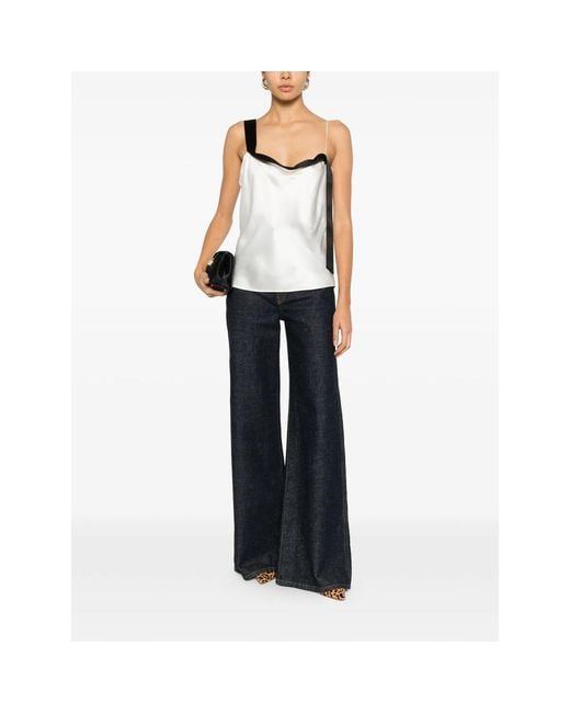 Tom Ford White Tuxedo Band Satin Camisole Top