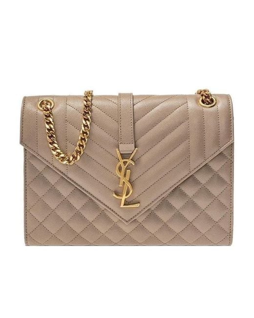 Saint Laurent Natural Matelassé Envelope Medium Shoulder Bag