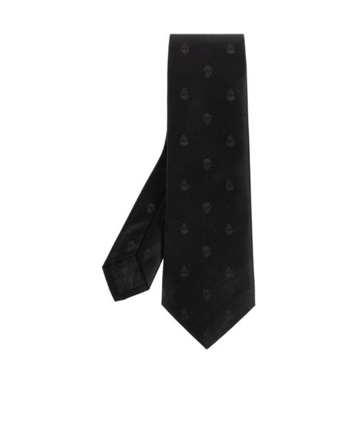 McQueen Black Skull Jacqaurd Tie for men
