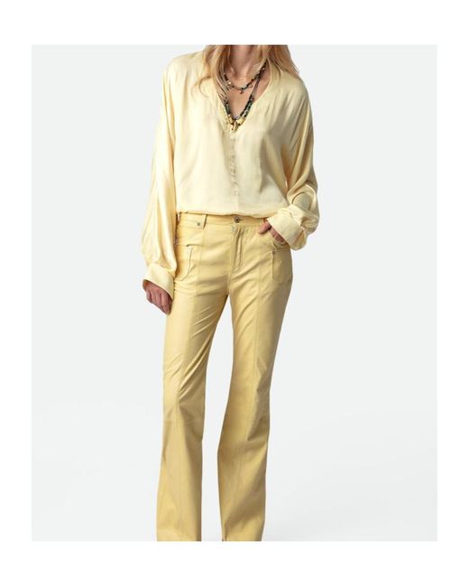 Zadig & Voltaire Natural Tonastir Satin-Finish Blouse