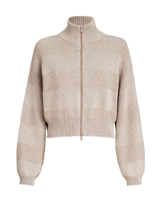 Brunello Cucinelli Natural Stripe Cardigan