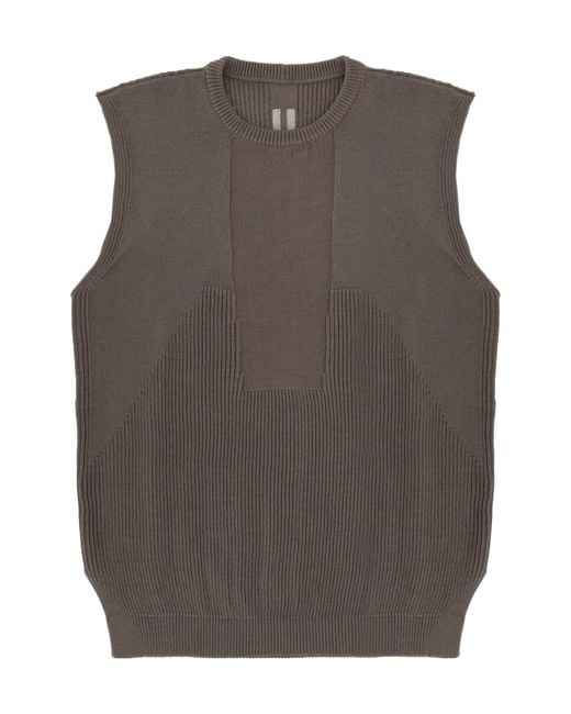 Rick Owens Brown Ribbed-Knit Vest for men