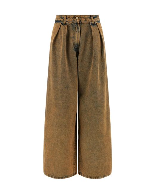 Alanui Natural Desert Rose Pleat-Detailed Acid-Wash Jeans