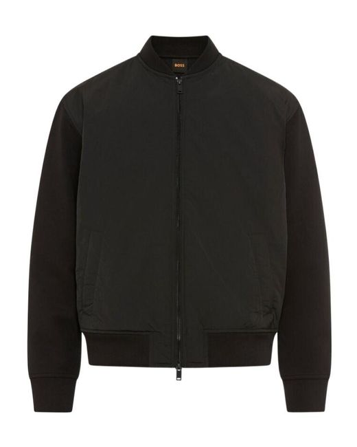 Boss Black Logo-Patterned Bomber Casual Jacket for men