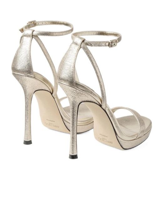 Jimmy Choo White Buckle Platform High-Heeled Sandals