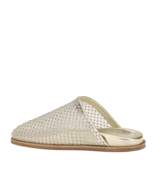 Forte_forte White Mesh Rhinestone Mules