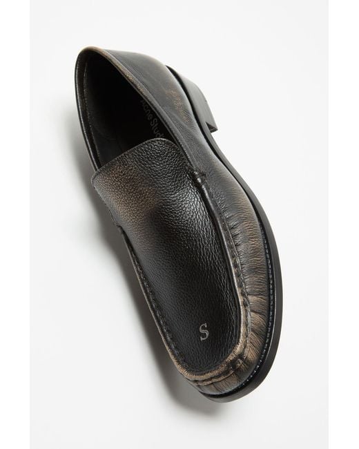 Acne Black Stitched Slip-On Loafers for men