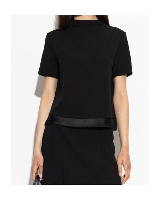 Jil Sander Black Contrast Trim Short-Sleeve Top