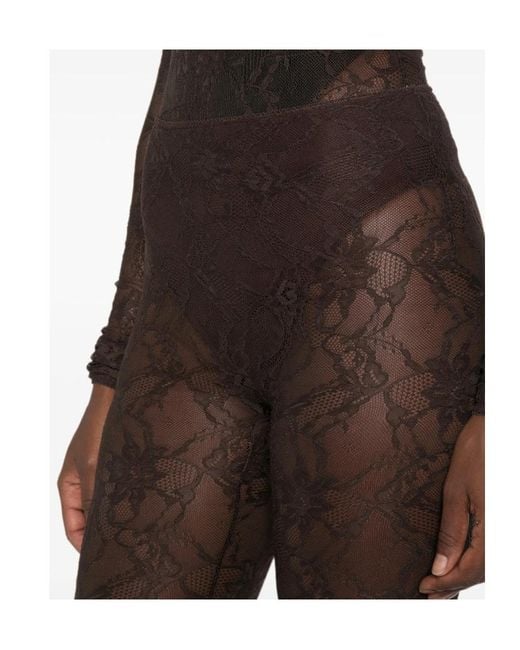ANDAMANE Gray Loli Lace-Pattern Cropped Leggings